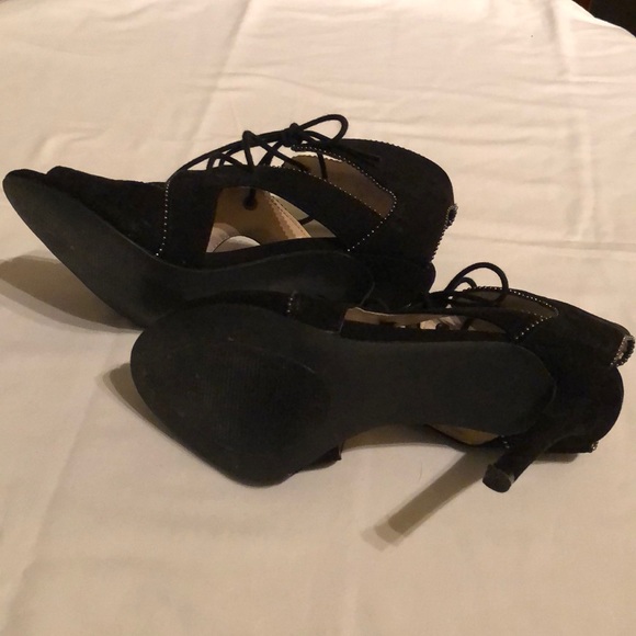 Nine West black lace up  suede Heels $76 Size 7:5 - Picture 5 of 9